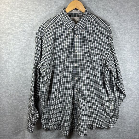 LL Bean Button Down Shirt Mens XL Long Sleeve Cotton Plaid Lot of 2 Red Green - Picture 9 of 15